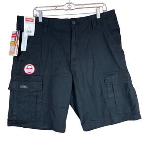 Wrangler Mens Shorts Black Relaxed Cargo Fit Cotton Blend Stretch 36x10